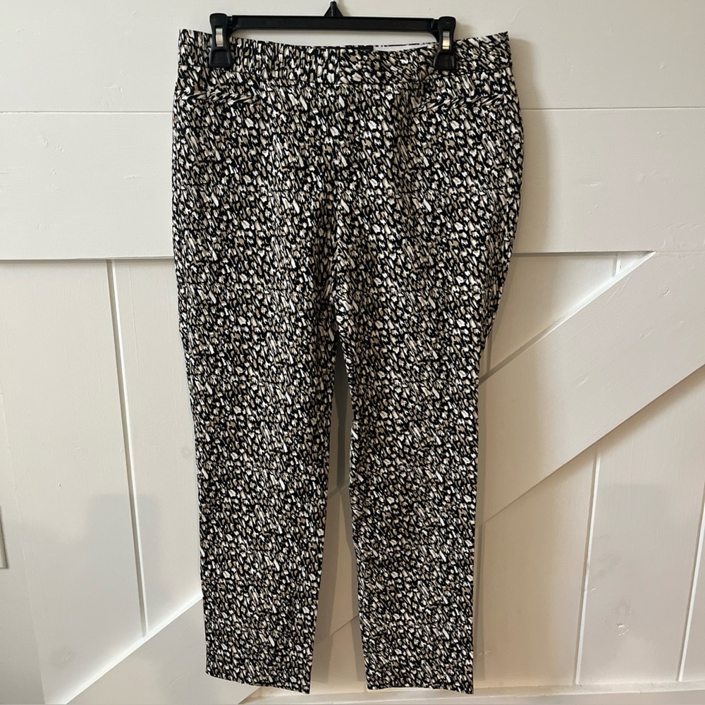 Banana Republic Womens Sloan Curvy Fit  Ankle Pants 6 Black Brown White Print